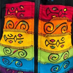 Colorful Embroidered Zip-Up Jacket